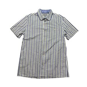 LL Bean Signature Mens Slim Fit Seersucker Button Down Shirt Stripe Blue Green M